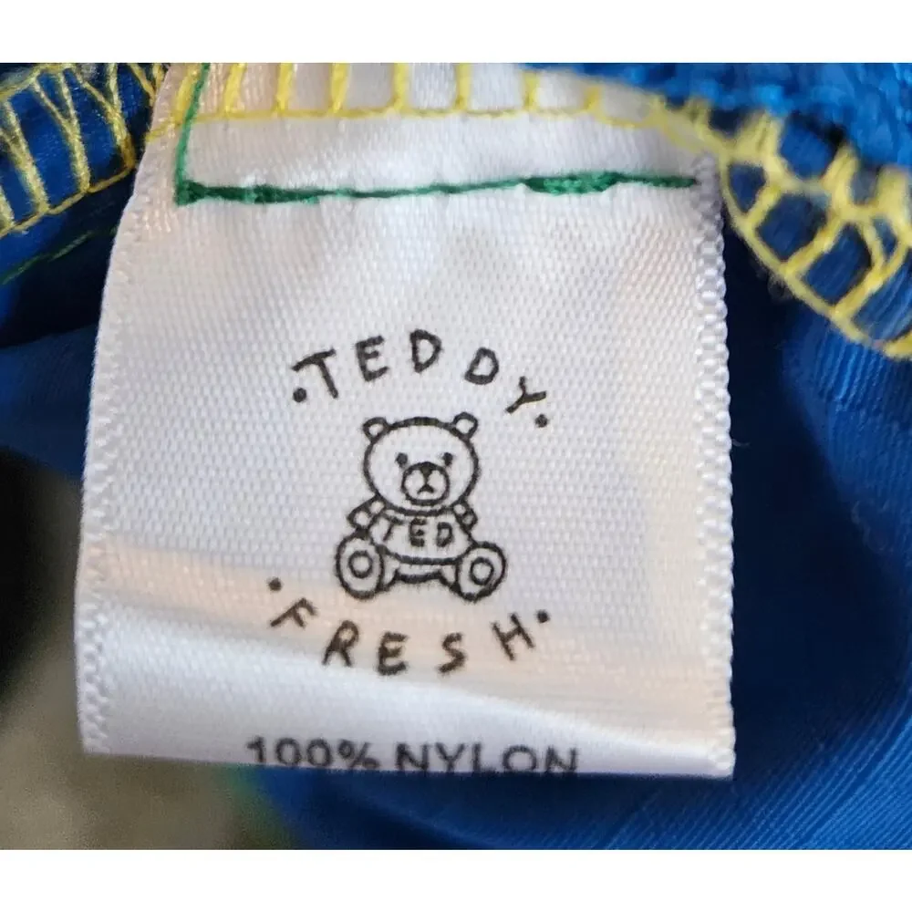 Teddy Fresh Colorblock Pullover Windbreaker Jacket Hooded Blue Yellow Size S